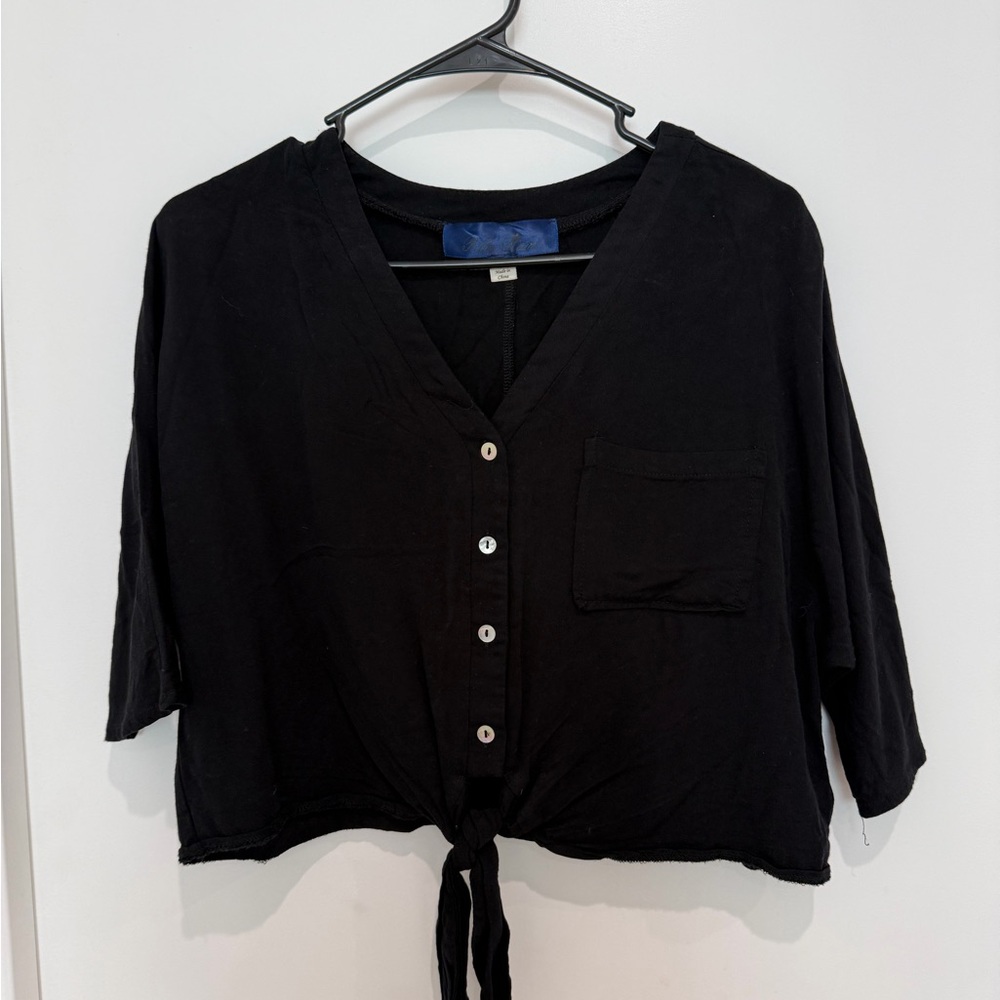 Black Button-Up Women's Top